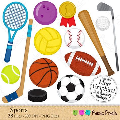 Sports clipart - Digital Clip Art - Personal and commercial use - Sports Balls | escenografías y ...