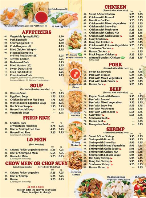 Great wall chinese restaurant menu information | richard's blog