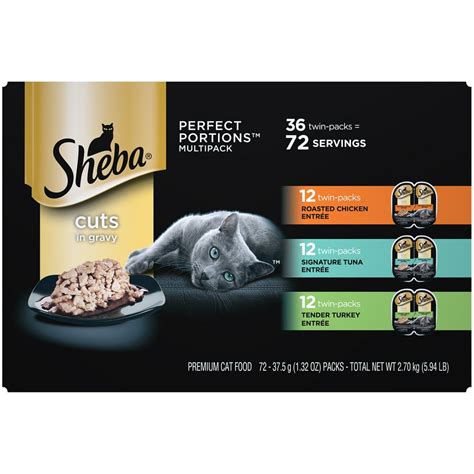 SHEBA Wet Cat Food Cuts in Gravy Variety Pack, Roasted Chicken, Signature Tuna, and Tender ...