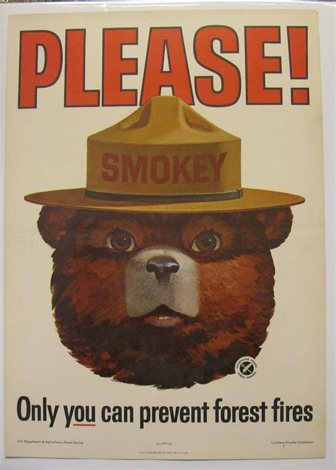 Vintage Smokey Bear Poster, original Smokey Bear poster, fire safety ...