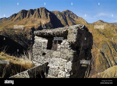 WWI Italian front, Carnic Alps, Avostanis mountain. An Italian trench ...