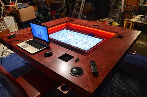 D&D Table with Embedded TV and Rail System (with build details) | Table games, Gaming table diy ...