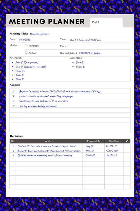 Planning Meeting Template