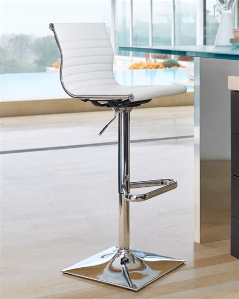 Master White Faux Leather Chrome Adjustable Swivel Bar Stool | Modern bar stools swivel, Modern ...