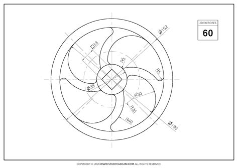 2D CAD EXERCISES 60 - STUDYCADCAM | Geometric drawing, Geometric ...