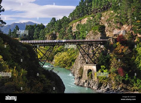 Waiau Ferry Bridge over Waiau River, near Hanmer Springs, Canterbury Region, New Zealand Stock ...