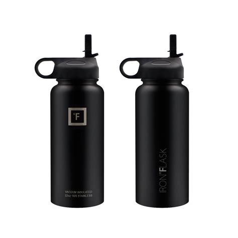 Iron Flask - 32 Oz, 40 Oz, or 64 Oz, 3 Lids, Vacuum Insulated Stainless Steel Water Bottle, Hot ...