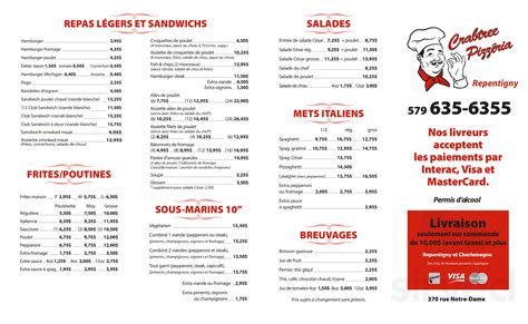 Menu for Crabtree Pizzeria Repentigny in Repentigny, QC | Sirved