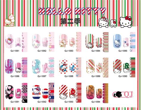 Aliexpress.com : Buy QJ1081 QJ1094 Hello Kitty series Colorful Nail Full Paste 1 Sheet Nail Art ...