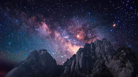 HD wallpaper: stars, mountains, landscape, Milky Way, Tibet, rocks ...