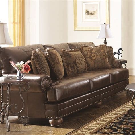 Ashley Furniture Chaling Leather Sofa in Antique - 9920038