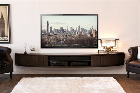 Wall Mount Floating Entertainment Center TV Stand - Arc - Espresso ...