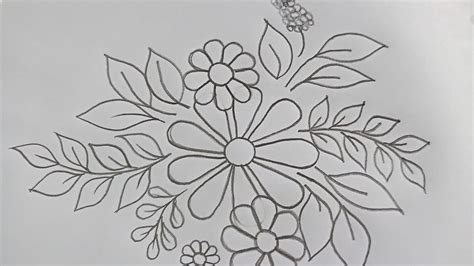 Pencil Drawing,Floral Design Pattern Drawing Tutorial,Hand Embroidery ...