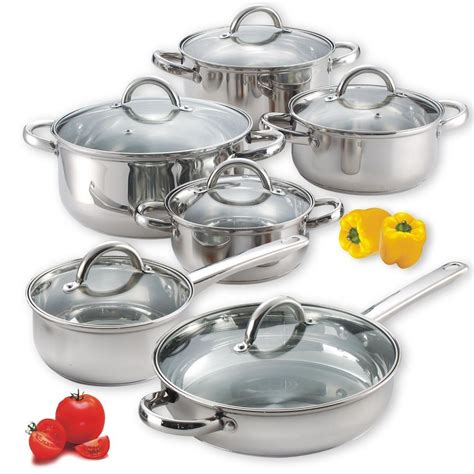 Cookware Stainless Steel Set Pans Pots Lids Kitchen | Stainless steel pans, Cookware set ...