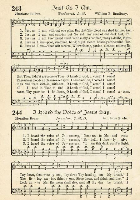 Sonday - Just As I Am - Antique Hymn Page Printable | Knick of Time