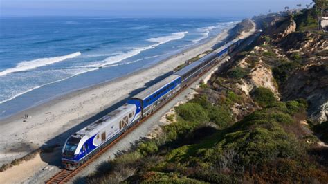 Amtrak train journey along the seacoast of California - Virily