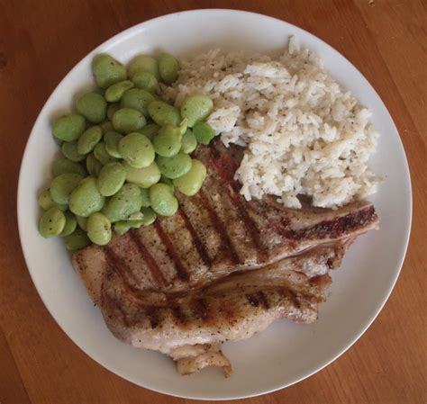 Grilled Pork Chops with Rice Pilaf and Lima Beans | The Hungry Hutch