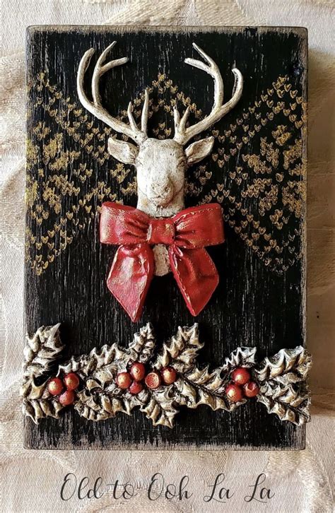 Christmas Deer Wooden Plaque