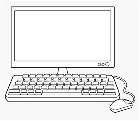 Desktop Drawing Computer - Computer Line Art Transparent, HD Png Download - kindpng