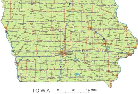 Preview of Iowa State vector road map.ai, pdf, 300 dpi jpg | Printable vector maps