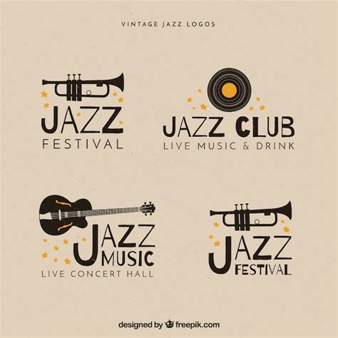 Free Vector | Jazz logo collection with vintage style