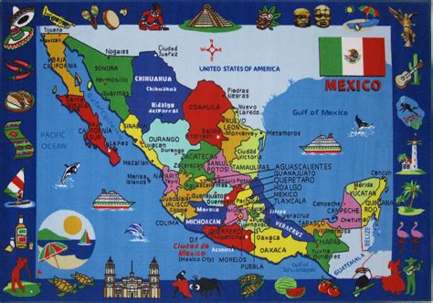 Fun Time Map of Mexico Kids Rug | Cool rugs, Map rug, Mexico map