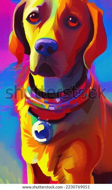 Digital Art Painting Dog Portrait Textured Stock Illustration ...