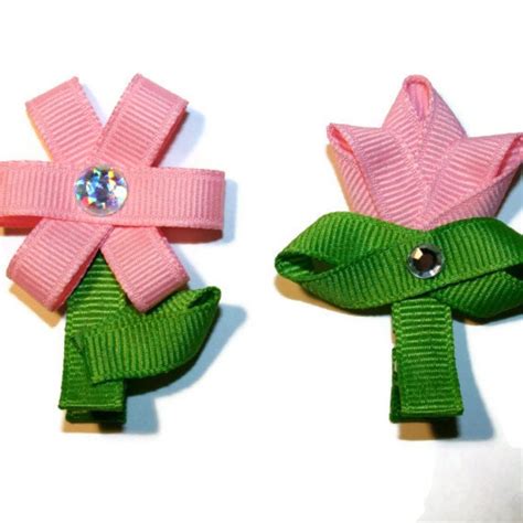 Items similar to Pair of Ribbon Flower Hair Clips on Etsy