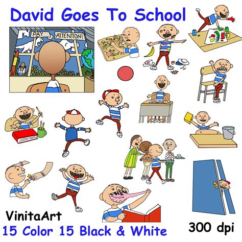 David Goes To School Story Book sequenced clip art digital | Etsy