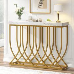 LITTLE TREE Gold Console Table - Modern Accent Sofa Table