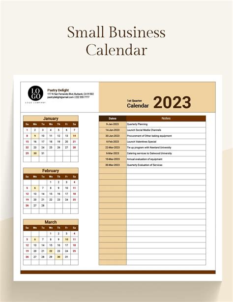 Small Business Calendar - Google Sheets, Excel | Template.net