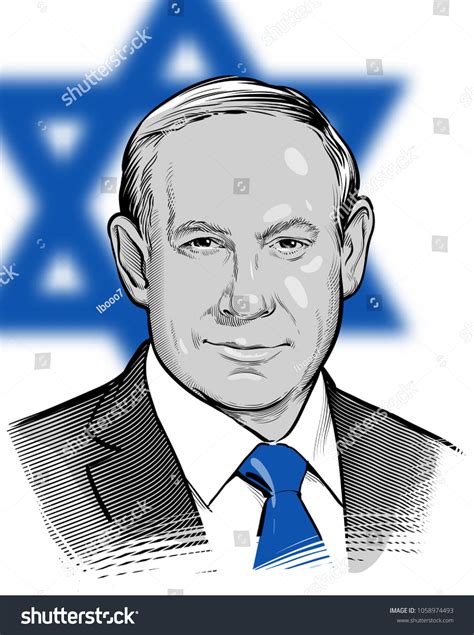 04012018 Vector Portrait Benjamin Netanyahu Prime Stock Vector (Royalty ...