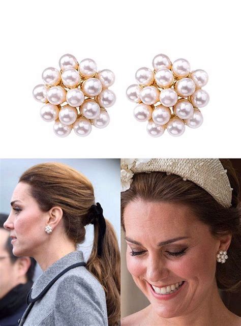 Kate Middleton Inspired Earrings | Pearl Bridal Earrings | Pearl Cluster Wedding Earrings ...