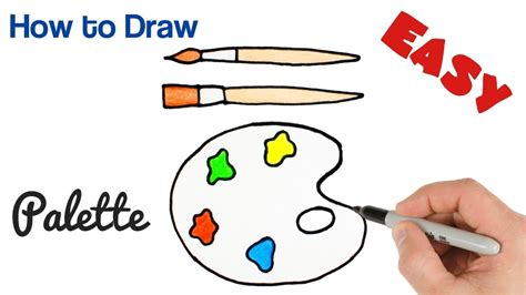 How to Draw Paint Palette | Art Supplies Drawing for Kids - YouTube