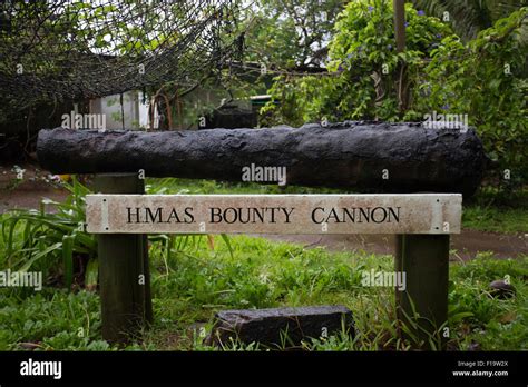 Adamstown, Pitcairn Island. The HMS Bounty cannon Stock Photo: 86883746 ...