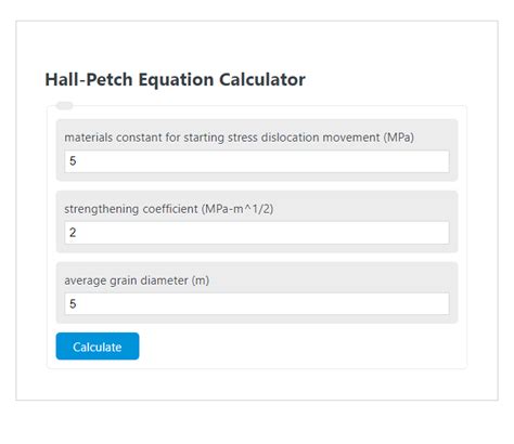 Hall-Petch Equation Calculator - Calculator Academy