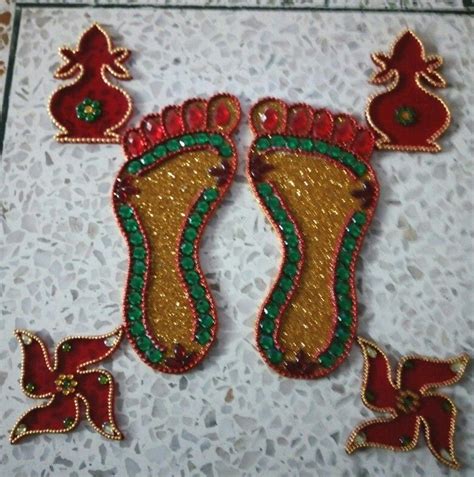 Laxmi footprint 😇 | Handmade decorative items, Handmade decorations, Flower rangoli