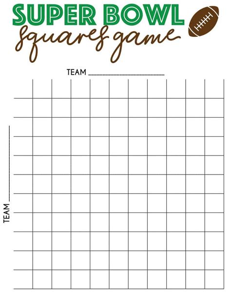 Free Printable Super Bowl Squares Template | Superbowl squares, Football squares template ...