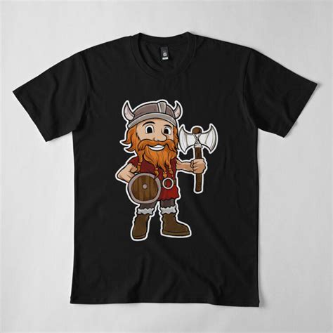 Buy Men Premium Cotton Harajuku T-Shirt Cartoon Viking Illustration ...