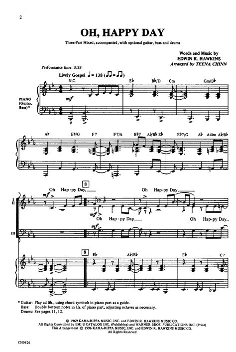 Oh, Happy Day (Three-Part Mixed ) arr. Teena | Choral sheet music, Sheet music, O happy day