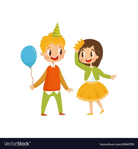 Cute girl and boy at birthday party Royalty Free Vector