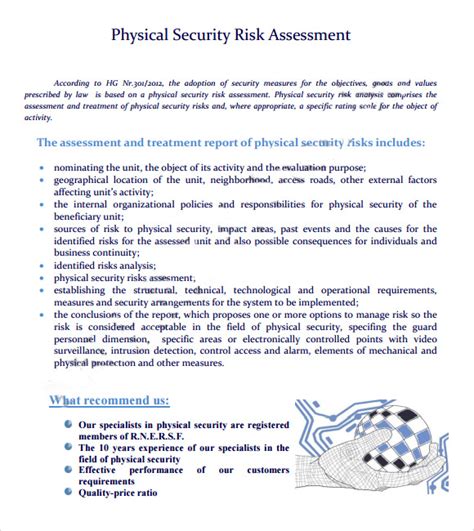 Security Risk Assessment – 7+ Free Samples , Examples , Format