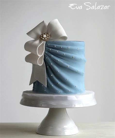 Simple Blue Bridal Shower Cake - Decorated Cake by Eva - CakesDecor