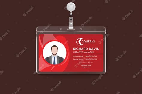 Premium Vector Red Vertical Employee Id Card Design T - vrogue.co