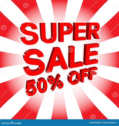 Red Sale Poster with SUPER SALE 50 PERCENT OFF Text. Advertising Banner ...