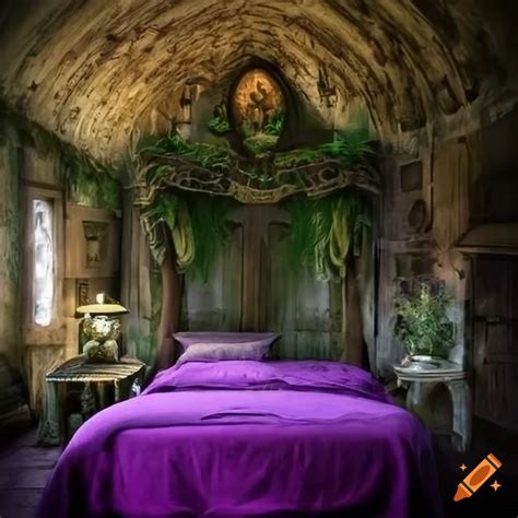 Mystical faerie bedroom in a medieval castle on Craiyon