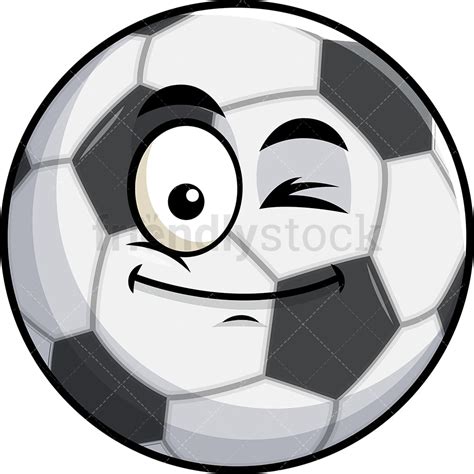 Winking Soccer Ball Emoji Cartoon Clipart Vector - FriendlyStock