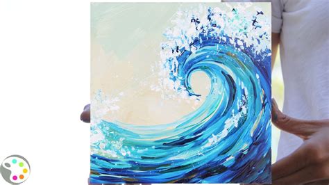 How to Paint in Acrylics | Easy Ocean Wave Painting Tutorial | 15 ...