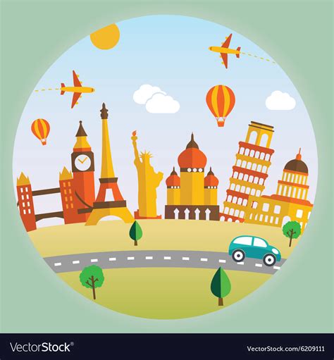 Travel and tourism background landscape Royalty Free Vector