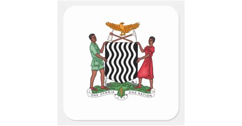 Zambian Coat of Arms, Zambia Square Sticker | Zazzle